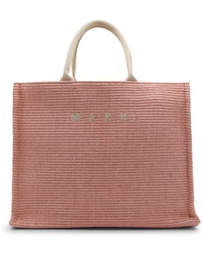 Marni Canvas Basket Medium Tote Bag - Pink