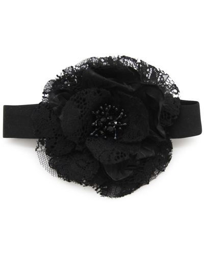 Dolce & Gabbana Silk Flower Choker - Black
