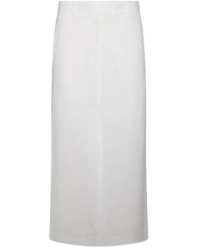 Brunello Cucinelli White Viscose Midi Skirt