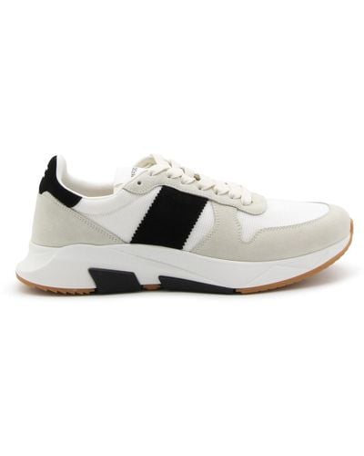 Tom Ford Black Leather Trainers - White