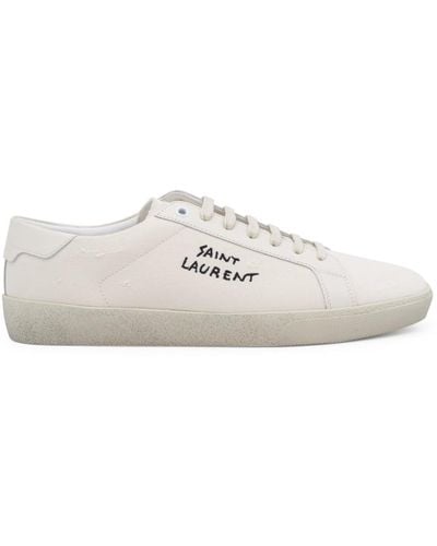 Saint Laurent Off White Leather Court Classic Trainers