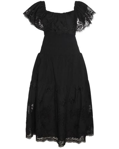 Self-Portrait Cotton Dress - Black