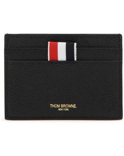Thom Browne Leather Pebble Card Holder - Black