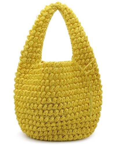 JW Anderson Cotton Popcorn Basket Tote Bag - Yellow