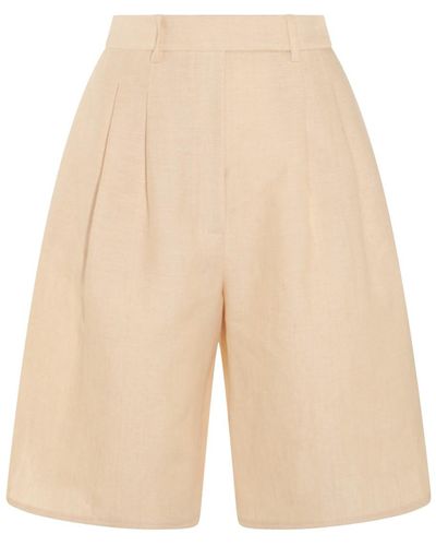 Loro Piana Beige Linen Shorts - Natural