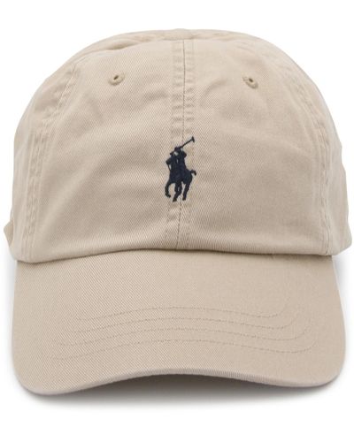 Polo Ralph Lauren Beige And Blue Cotton Baseball Cap - Natural