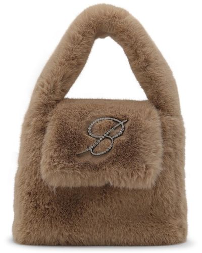 Blumarine Camel Faux Fur Monogram B Bag - Brown