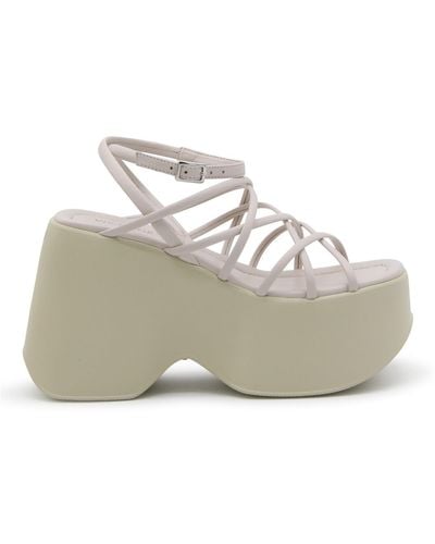 Vic Matié Cream Leather Sandals - Gray