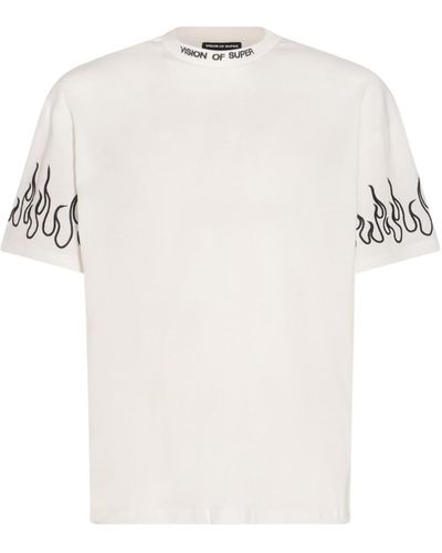 Vision Of Super Cotton Black Flames T-shirt - White
