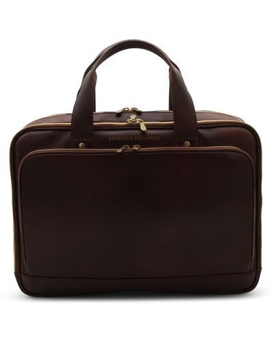 Brunello Cucinelli Brown Leather Briefcase - Black