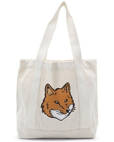 Maison Kitsuné Cotton Fox Head Tote Bag - White