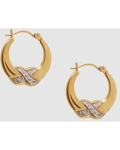 Anine Bing Diamond Cross Hoop Earrings - Multicolor