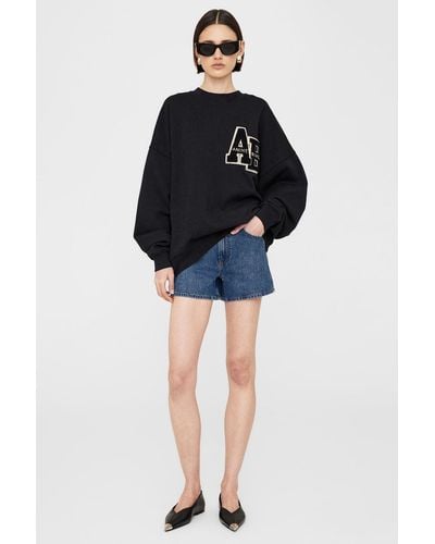 Anine Bing Miles Oversized Sweatshirt Letterman - Black