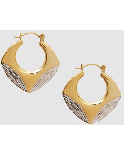 Anine Bing Two Tone Squared Hoop Earrings - Metallic