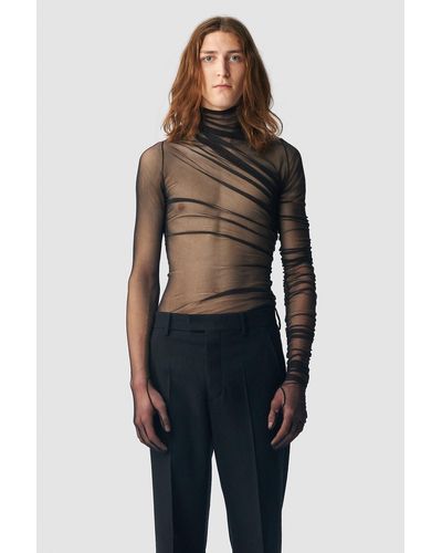 Ann Demeulemeester Nicolas Draped T-shirt With Gloved Sleeves - Black