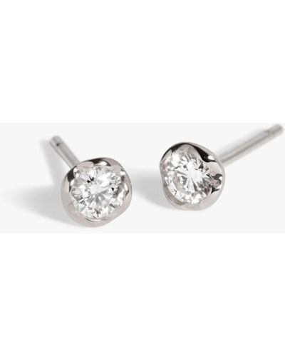 Annoushka Marguerite 14ct White Gold Large Solitaire Diamond Stud Earrings - Metallic