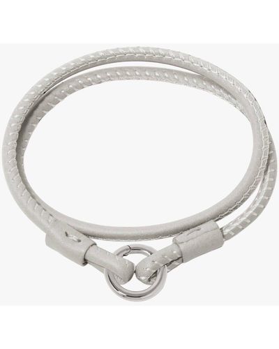 Annoushka 14ct White Gold 35cms Cream Leather Bracelet - Metallic