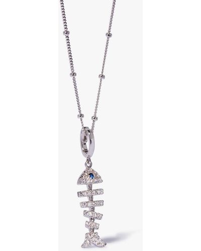Annoushka 18ct White Gold Diamond Fish Bones Necklace - Metallic