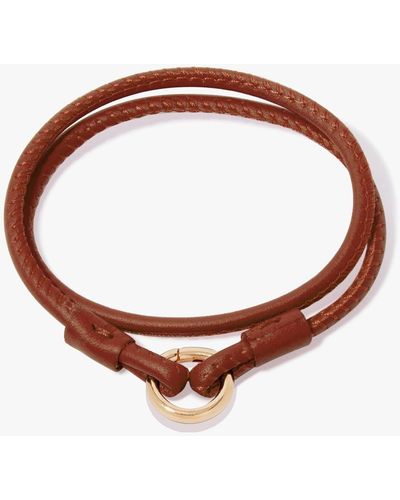 Annoushka 14ct Yellow Gold 35cms Brown Leather Bracelet