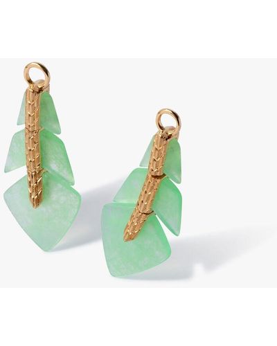 Annoushka Flight 18ct Yellow Gold Jade Feather Earring Drops - White