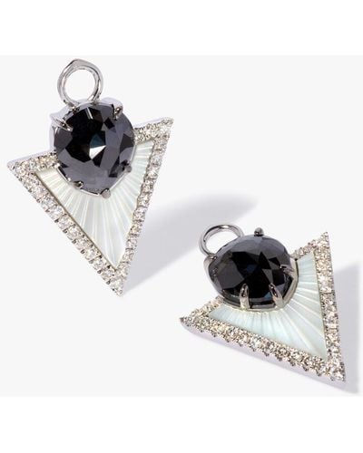 Annoushka Kite 18ct White Gold Black Diamond & Mother Of Pearl Earring Drops - Metallic