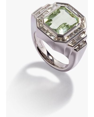 Annoushka Greta 18ct White Gold Green Amethyst & Diamond Ring - Metallic