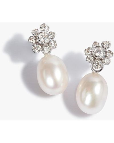 Annoushka Marguerite 18ct White Gold Pearl & Diamond Earrings