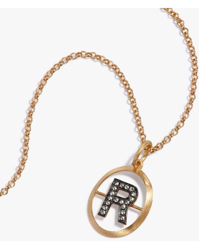 Annoushka Initials 18ct Yellow Gold Diamond R Necklace - Metallic