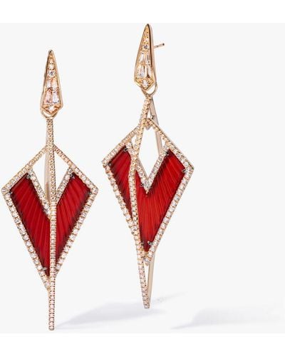Annoushka Kite 18ct Yellow Gold Red Agate & Diamond Earrings
