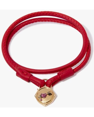Annoushka Lovelock 18ct Gold 35cms Red Leather Heart & Arrow Charm Bracelet