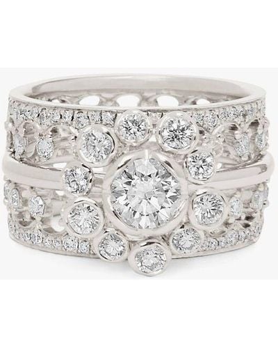 Annoushka Marguerite & Crown 18ct White Gold Diamond Ring Stack