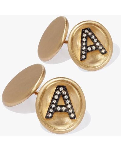 Annoushka 18ct Satin Gold Diamond Initial Cufflinks - Metallic