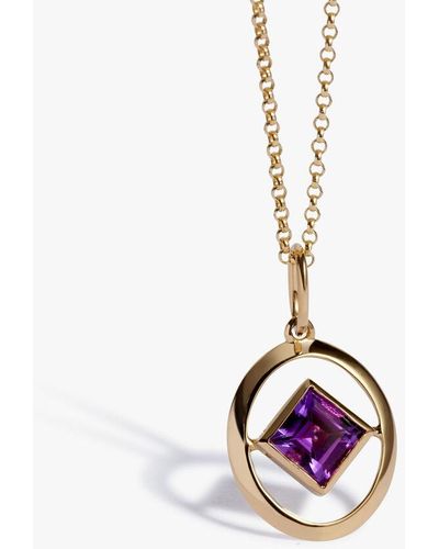 Annoushka Birthstones 14ct Yellow Gold February Amethyst Necklace - Pink