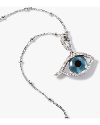 Annoushka Mythology 18ct White Gold Topaz & Diamond Evil Eye Necklace - Blue
