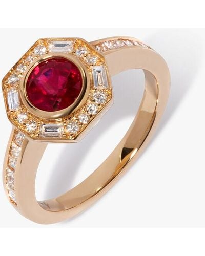Annoushka 18ct Yellow Gold Ruby & Diamond Ring - Pink
