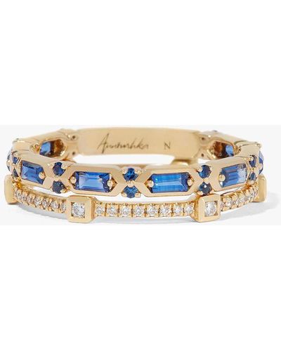 Annoushka 18ct Yellow Gold Blue Sapphire & Diamond Ring Stack - White