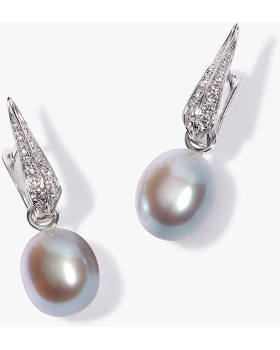 Annoushka 18ct White Gold Gray Pearl & Diamond Earrings