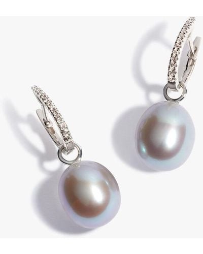 Annoushka 18ct White Gold Gray Pearl & Diamond Earrings - Multicolor