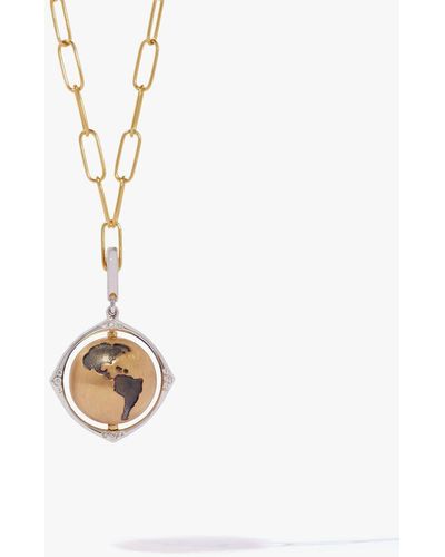 Annoushka 18ct Yellow Gold Diamond Spinning Globe Necklace - Metallic
