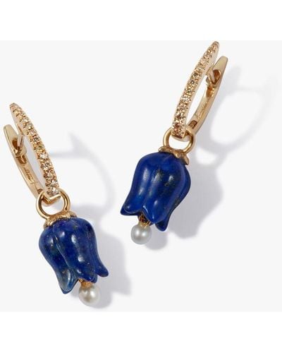 Annoushka Tulips 18ct Yellow Gold Lapis Lazuli & Diamond Earrings - Blue