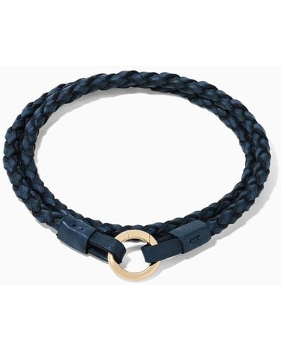 Annoushka 14ct Yellow Gold 41cms Navy-blue Plaited Leather Bracelet