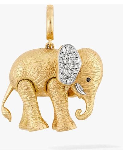 Annoushka Mythology 18ct Yellow Gold Mother African Elephant Charm Pendant - Metallic