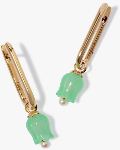 Annoushka Tulips 14ct Yellow Gold Jade Knuckle Earrings - Green