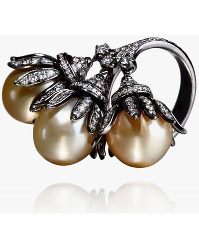 Annoushka 18ct White Gold South Sea Golden Pearls Ring - Metallic
