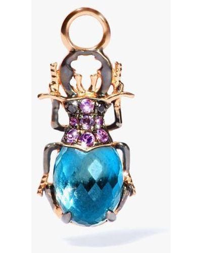 Annoushka Rose Gold Mythology Beetle Earring Drop - Blue