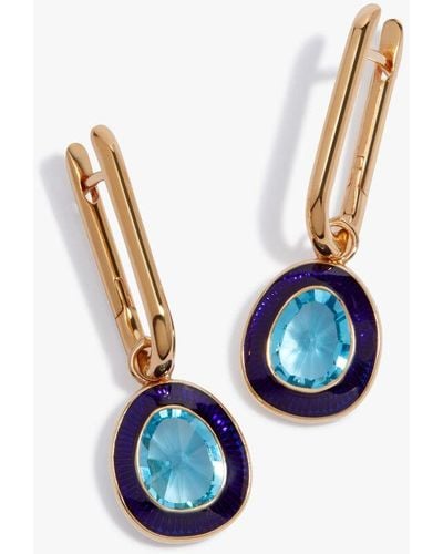 Annoushka Knuckle 14ct Yellow Gold Topaz Sweetie Earrings - Blue
