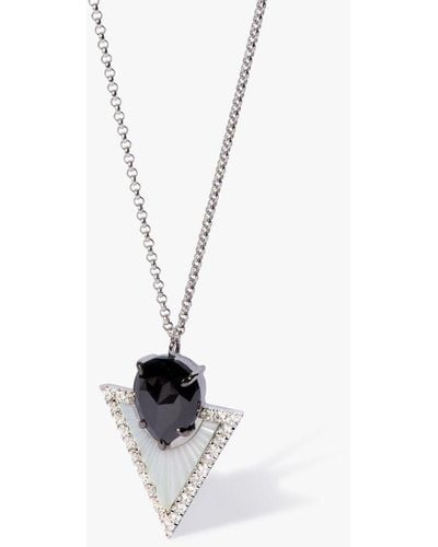 Annoushka Kite 18ct White Gold Black Diamond & Mother Of Pearl Necklace - Metallic