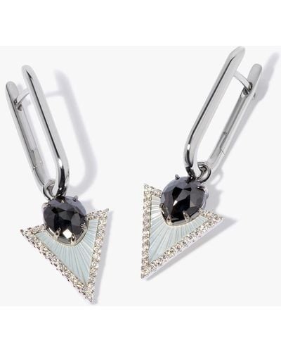 Annoushka Kite 18ct White Gold Black Diamond & Mother Of Pearl Knuckle Earrings - Metallic