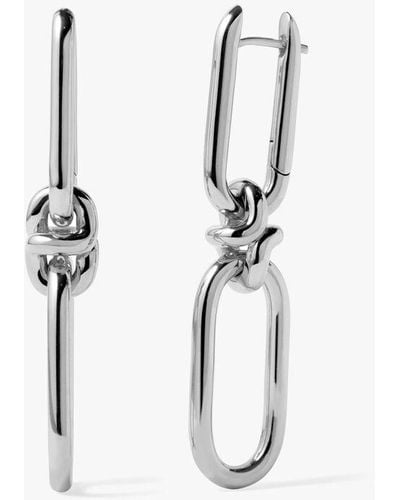 Annoushka Knuckle 14ct White Gold Double Hoop Earrings - Metallic