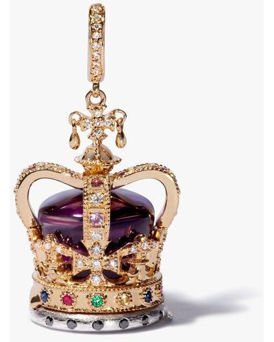 Annoushka 18ct Yellow Gold Amethyst & Diamond Coronation Crown Locket Charm - White